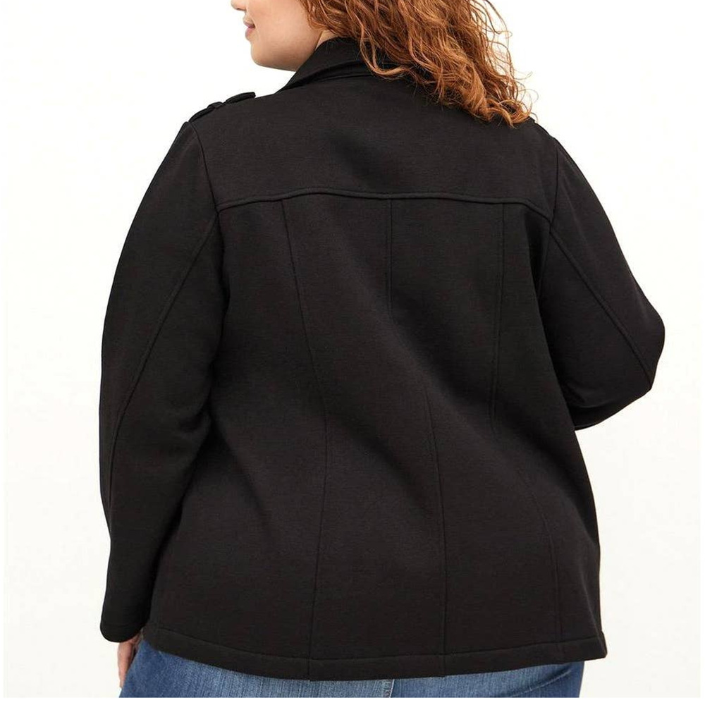 Torrid 4 (4X 26) New‎ Minnie Mouse Embroidered Black Fleece Knit Peacoat Coat - Picture 4 of 4